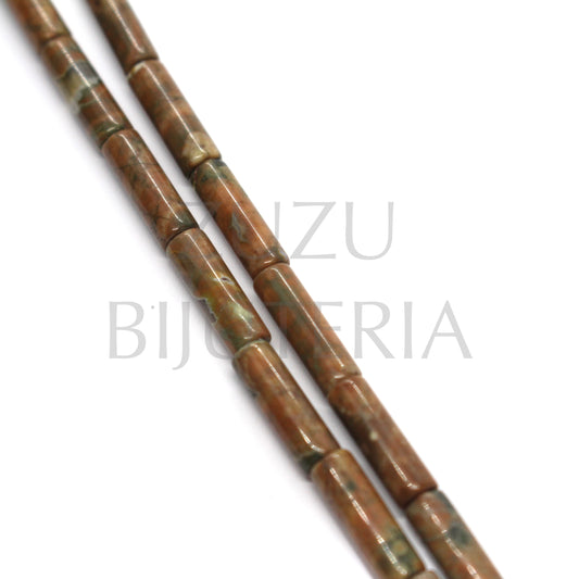 40cm row (31 beads) Mother of Pearl 14mm x 4mm - Brown