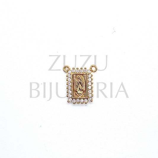 Scapular / Our Lady Pendant with Zirconias 16mm x 11mm - Brass