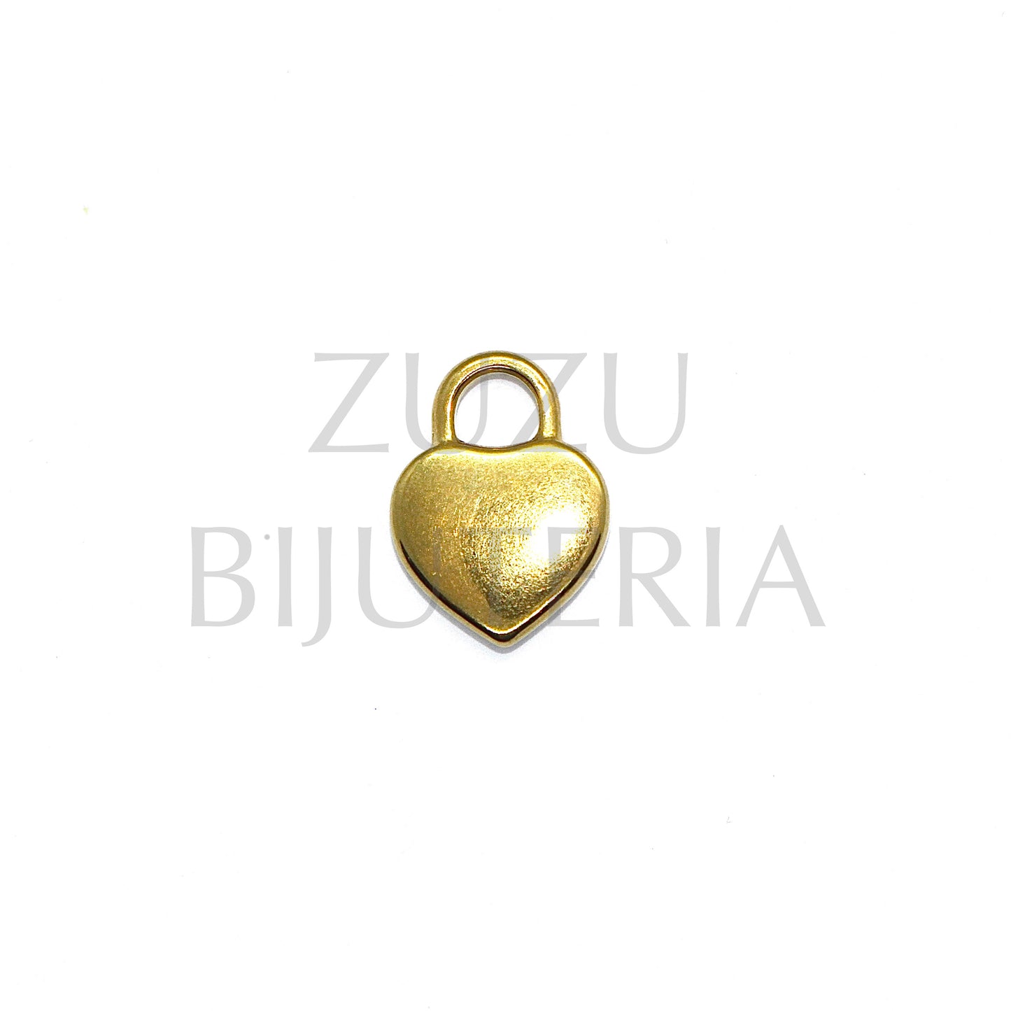 Pendente Cadreado Coração Dourado 15mm x 14mm - Aço Inox