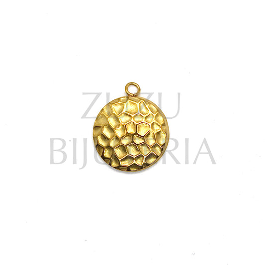 Rustic Golden Pendant 14.5mm - Stainless Steel