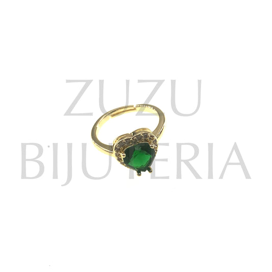 Ring with Zirconia (Adjustable) - Brass