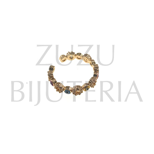 Eye Ring with Zirconia (Adjustable) - Brass