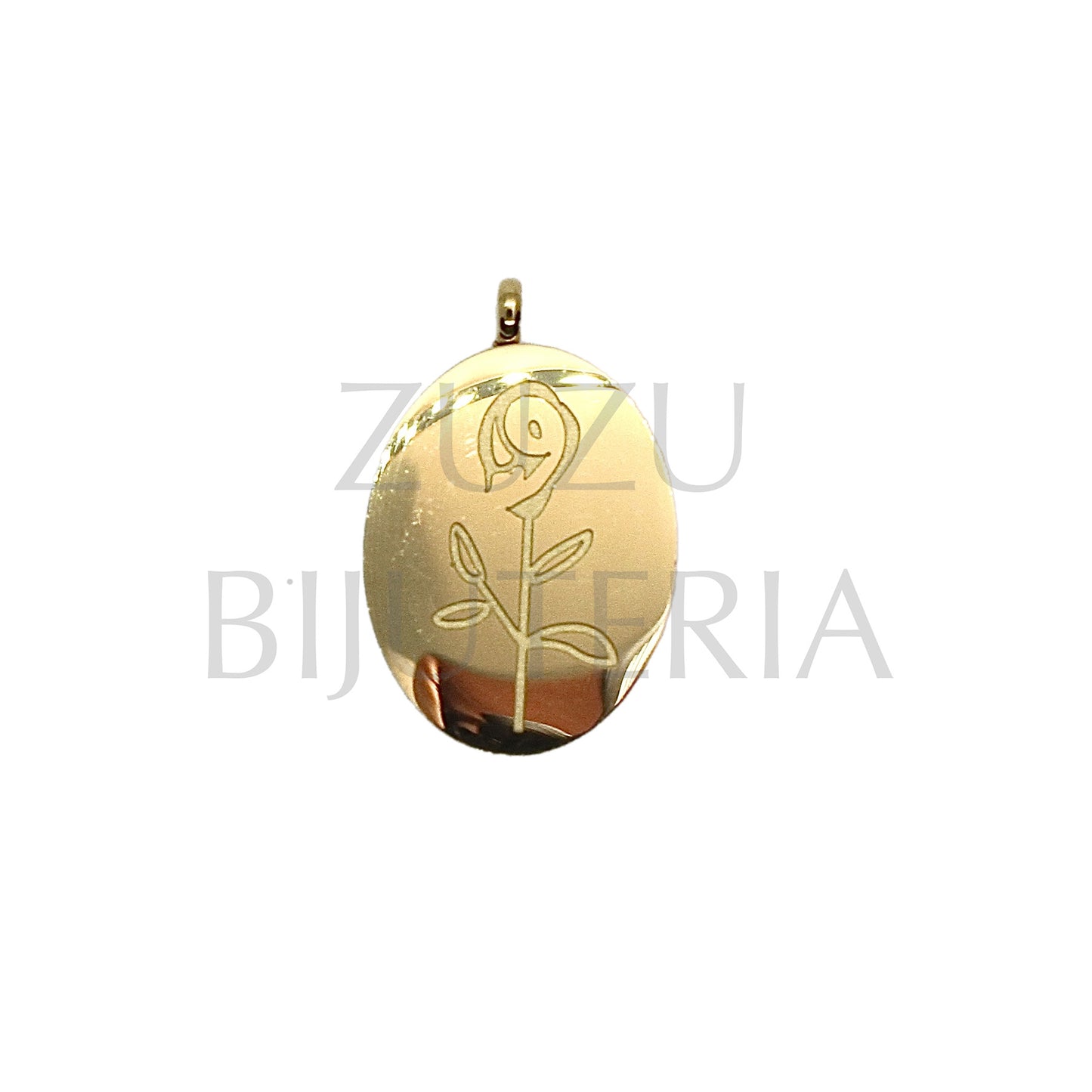 Pendente Flor Dourado 20mm x 15mm - Aço Inox