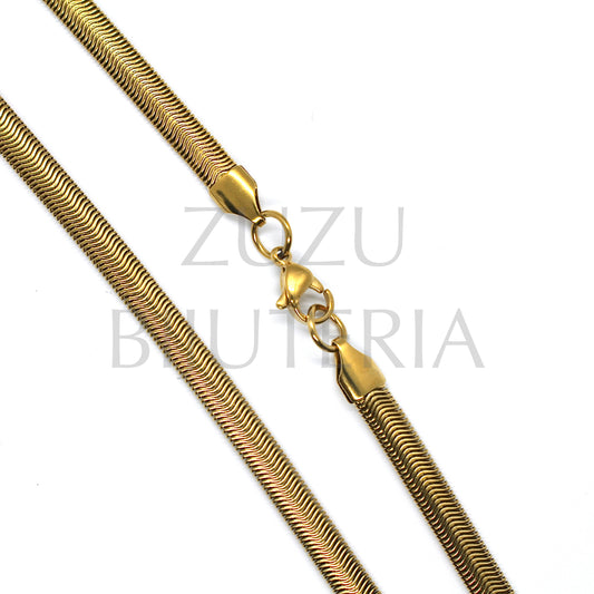Colar Corrente Snake Dourado Tamanho 5mm com 48cm - Aço Inox