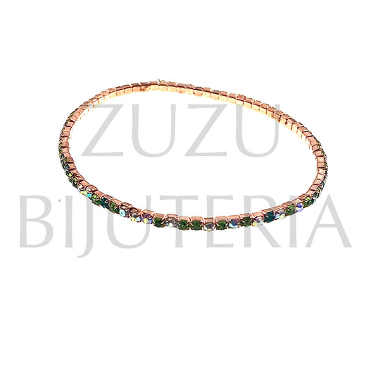 Pulseira com Zirconias 2mm (Elástico) - Latão