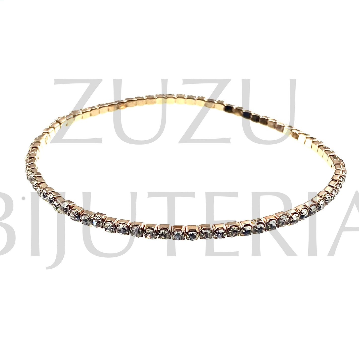 Pulseira com Zirconias 2mm (Elástico) - Latão