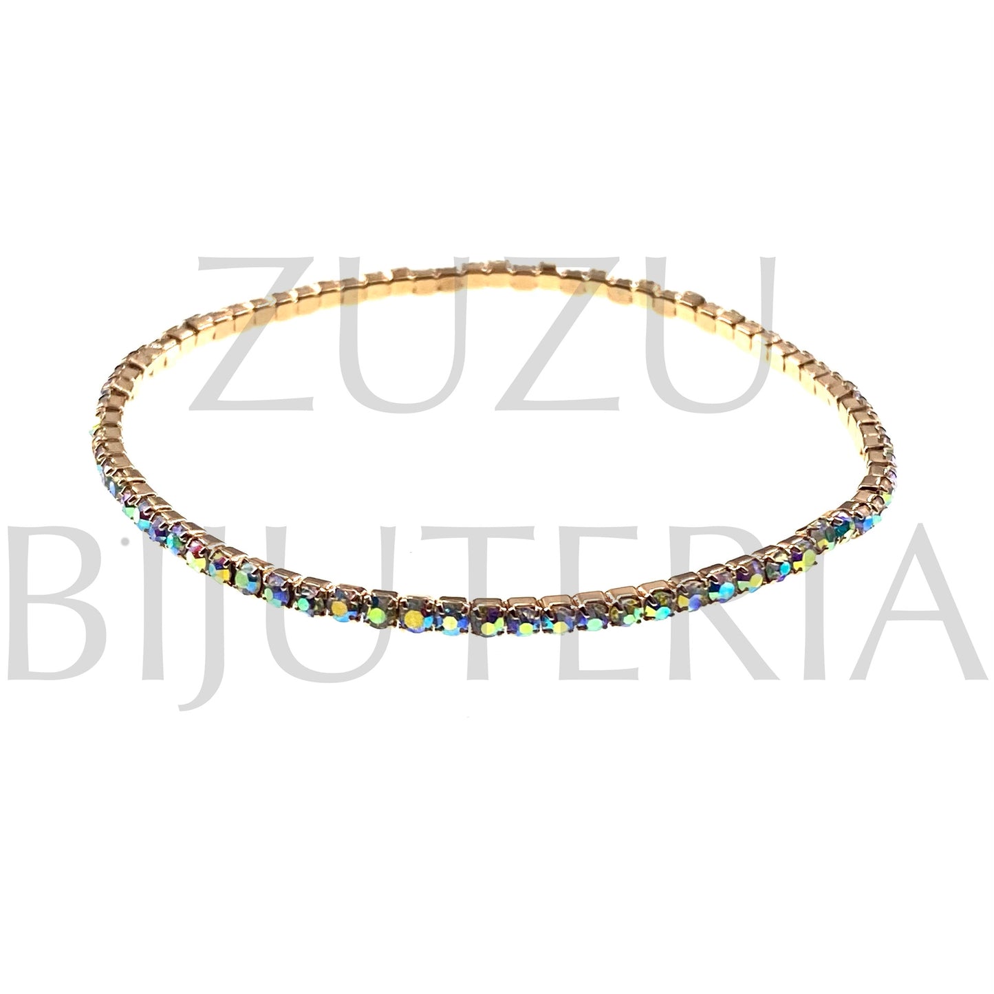 Pulseira com Zirconias 2mm (Elástico) - Latão