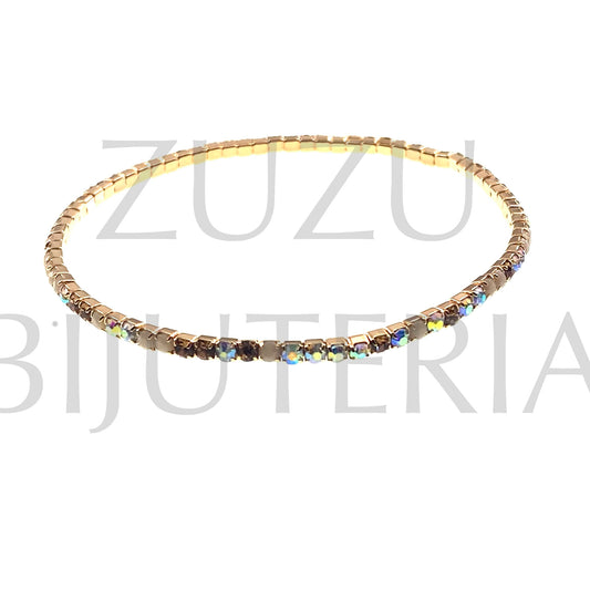 Pulseira com Zirconias 2mm (Elástico) - Latão