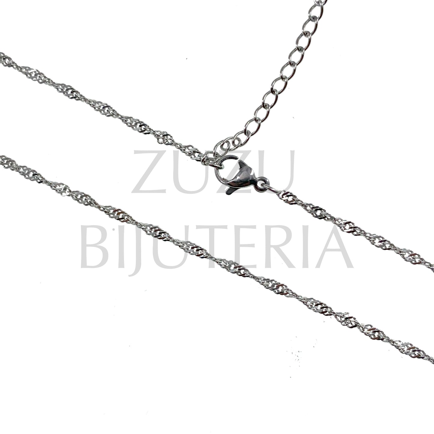 Ready Wire Twisted Chain with Details 2mm Silver 45cm + 5cm - Stainless Steel