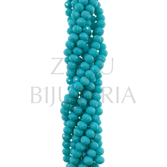 4mm Faceted Crystal Row (1mm Hole) - Turquoise Blue (45cm)