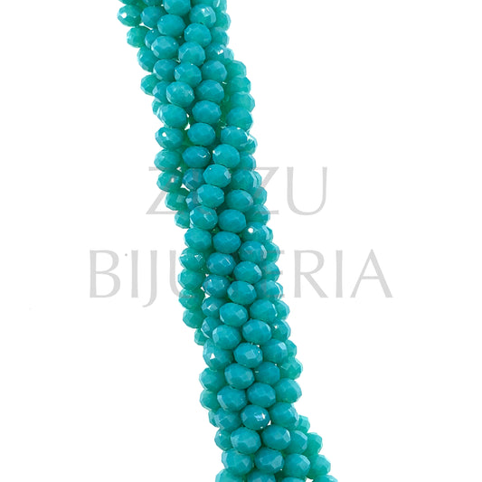 4mm Faceted Crystal Row (1mm Hole) - Turquoise Blue (45cm)