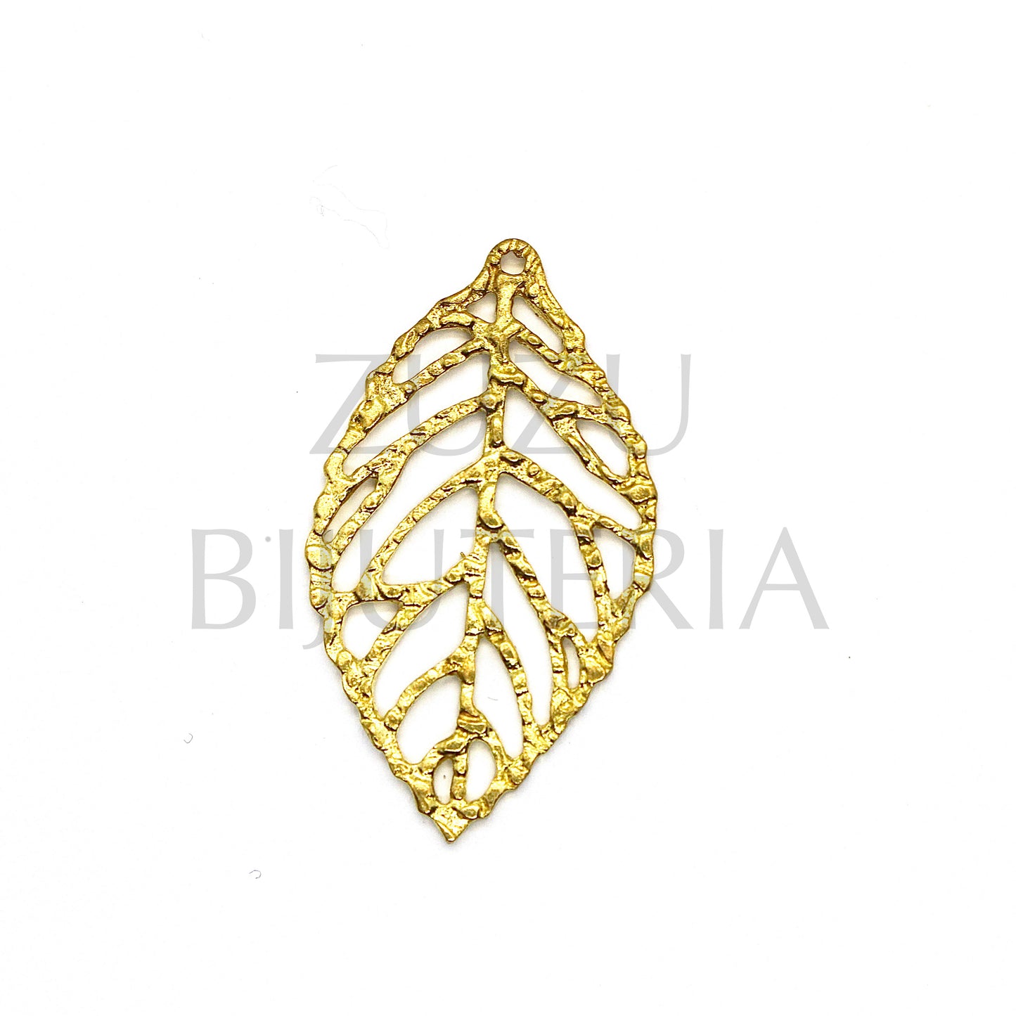 Pendente Folha Dourado 34mm x 20mm - Cobre