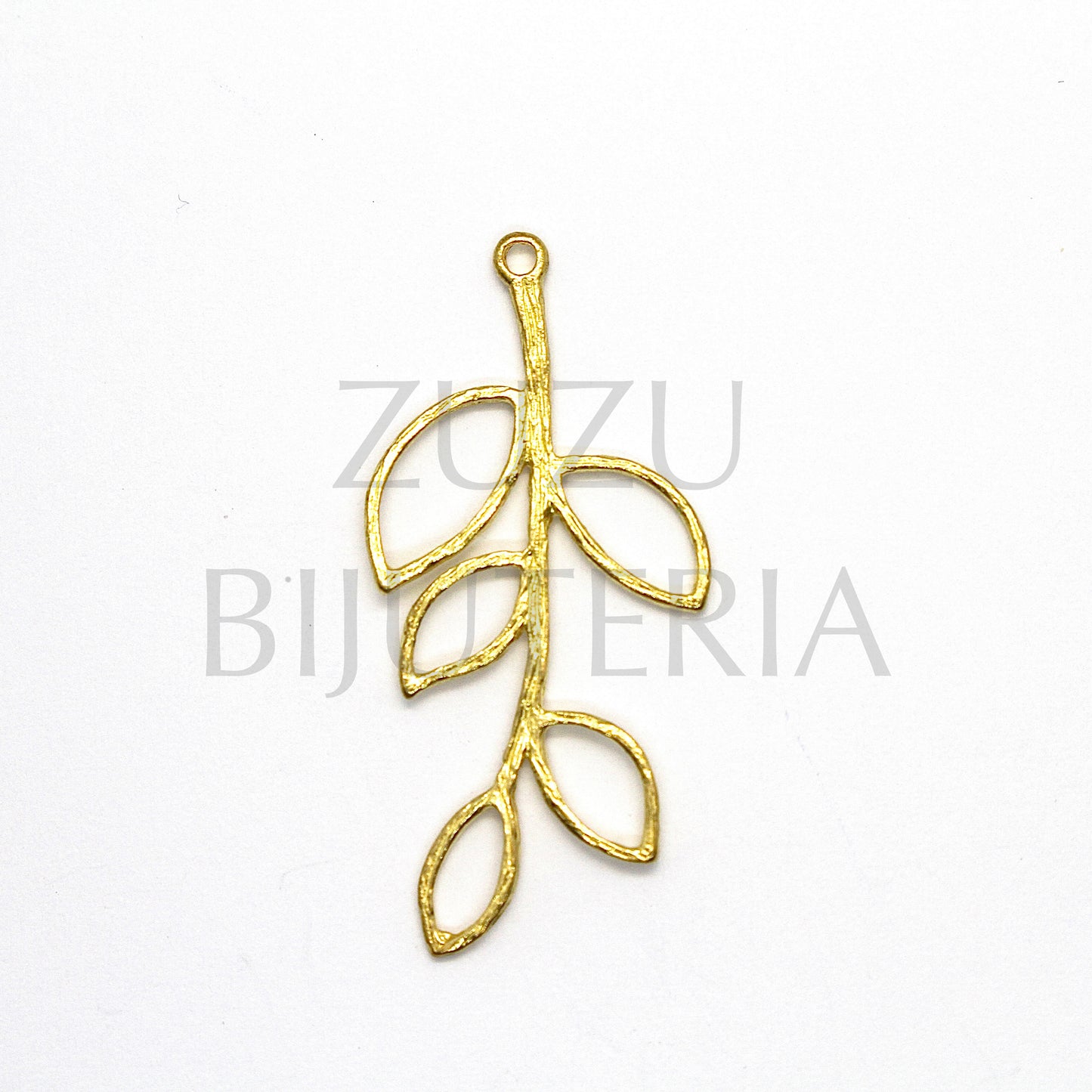 Pendente Folha Dourado 34mm x 16mm - Cobre