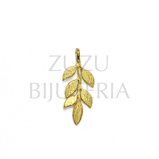 Pendente Folha Dourado 24mm x 10mm - Cobre