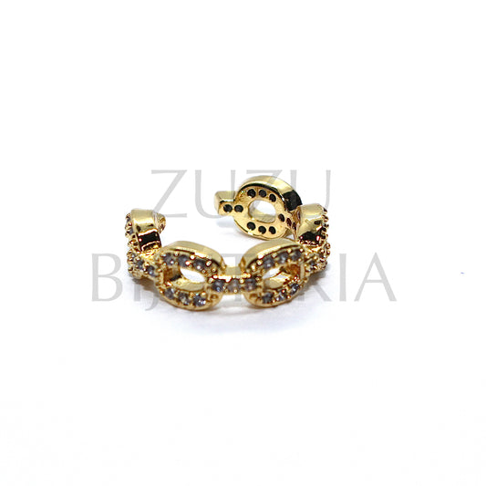 Golden Ring with Zirconias - Brass
