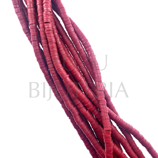 Fiada Discos de Borracha 5mm - Vermelho Escuro