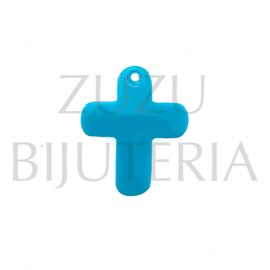 Pendente Cruz Azul 29mm x 25mm - Acrilico