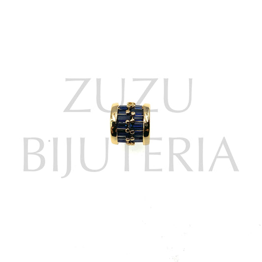 Pendente/Entremeio com Zirconias 10mm x 11mm (Furo 6mm) - Latão