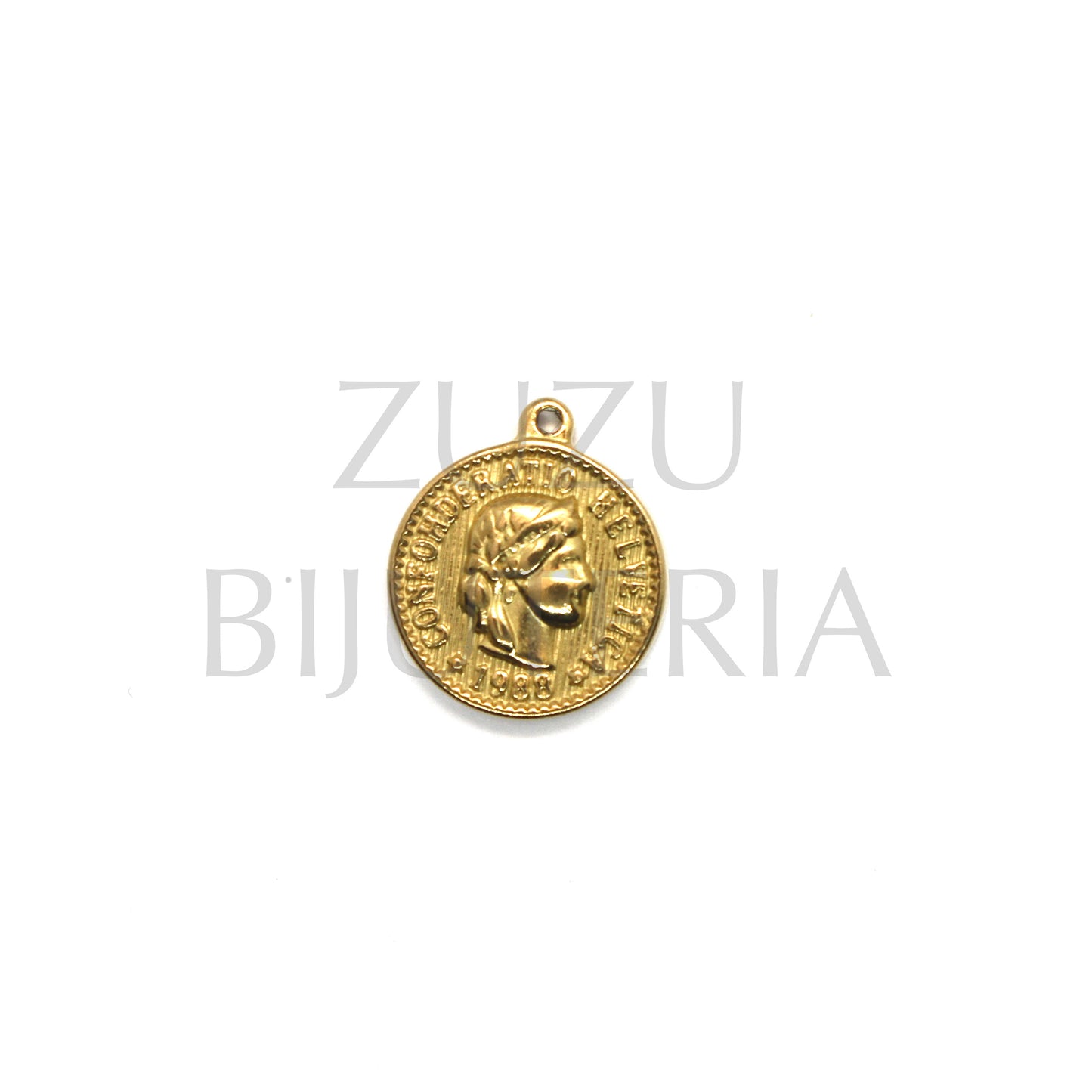 15mm Gold Coin Pendant - Stainless Steel