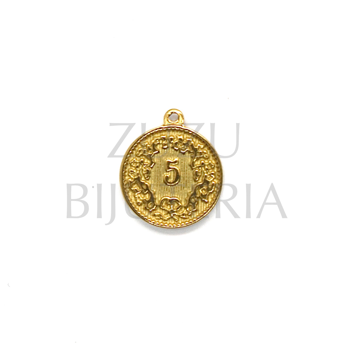 15mm Gold Coin Pendant - Stainless Steel