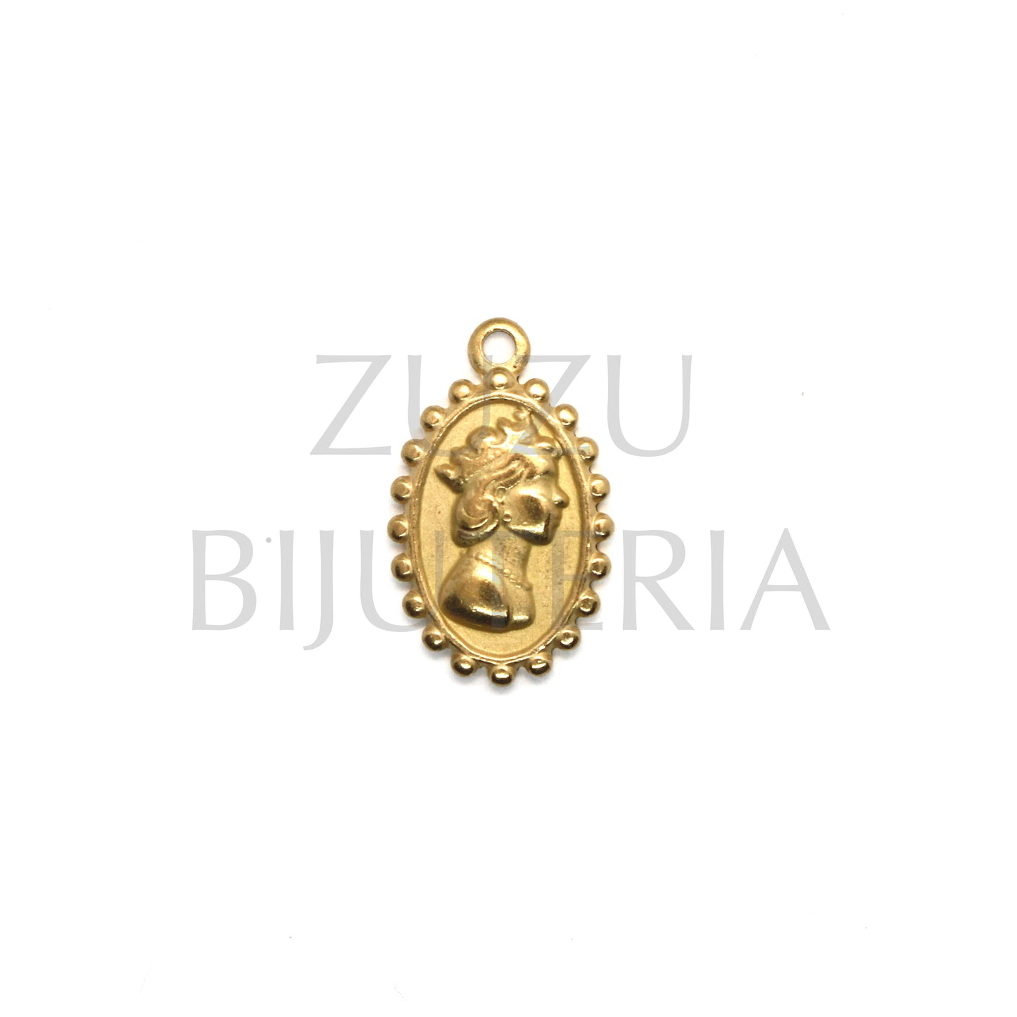 19mm x 13mm Golden Portrait Pendant - Stainless Steel