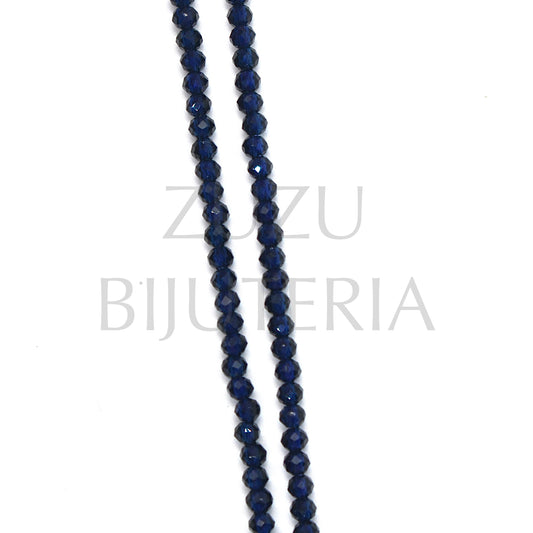 Faceted Crystals 2mm (Hole 1mm) - Dark Blue (37cm)