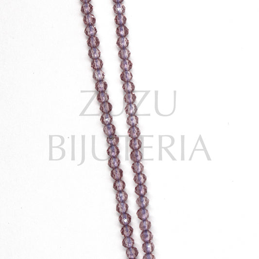 Faceted Crystals 2mm (Hole 1mm) - Transparent Lilac (37cm)
