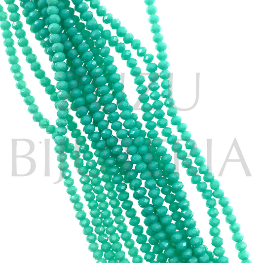 Faceted Crystal Row 3.5mm (0.5mm hole) - Turquoise Green (37cm)