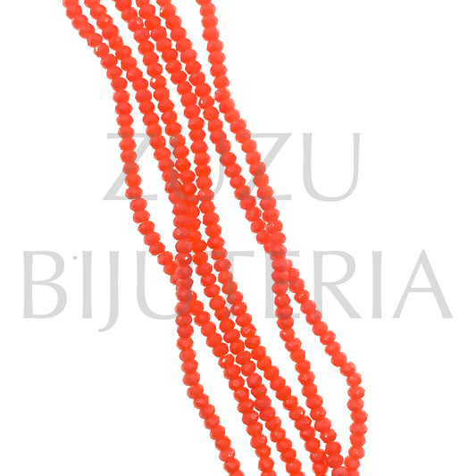 3mm Faceted Crystal Row (0.5mm Hole) - Orange (37cm)