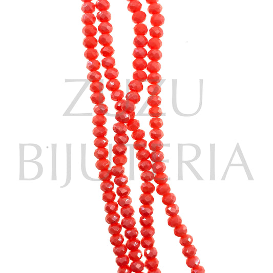 Faceted Crystals Row 3.5mm (0.5mm Hole) - Mirrored Coral (37cm)