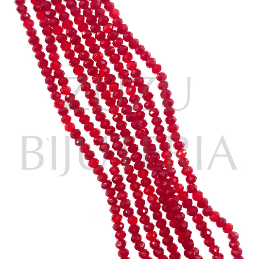 Faceted Crystal Row 3.5mm (0.5mm Hole) - Red (37cm)