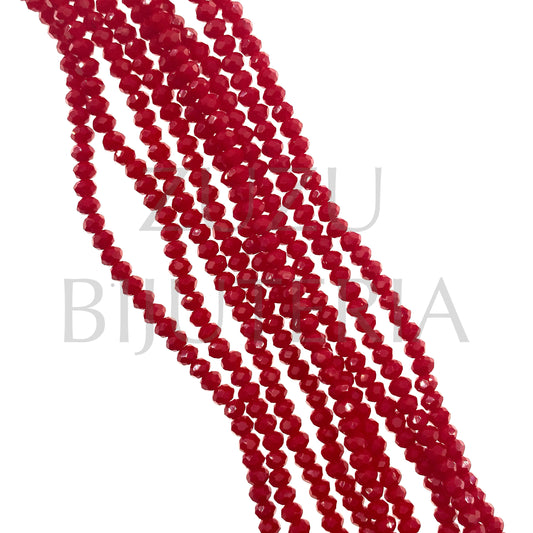 Faceted Crystal Row 3.5mm (0.5mm Hole) - Dark Red (37cm)