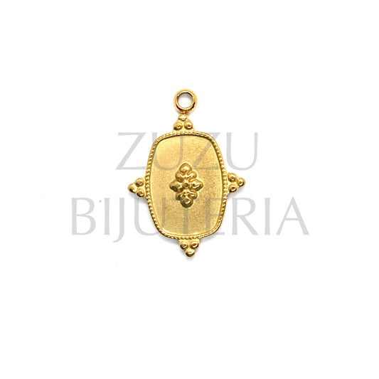 24mm x 16mm Golden Flower Pendant - Stainless Steel