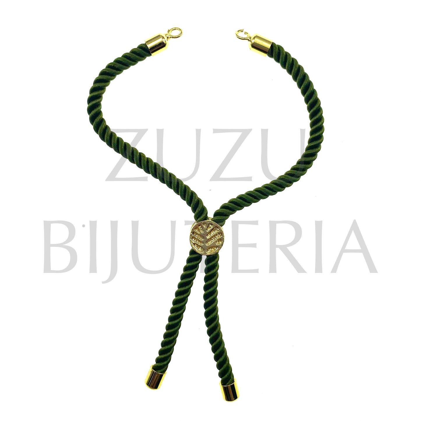 Pulseira Semi-Pronto Verde Tropa 3mm - Aço Inox