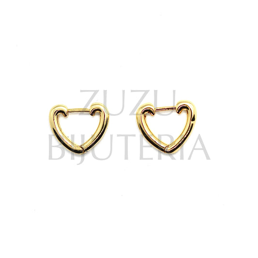 Golden Heart Hoop Earring 13mm x 15mm - Brass