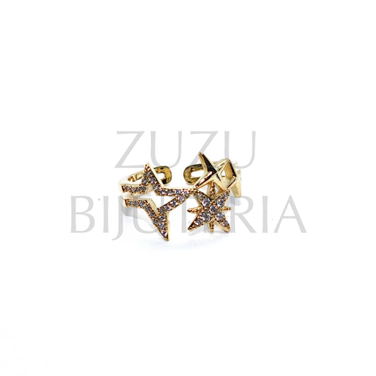 Star Ring with Zirconias - Brass