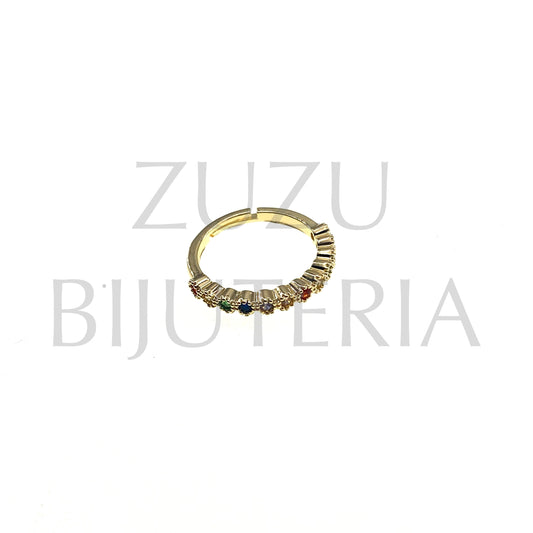 Ring with Zirconia (Adjustable) - Brass