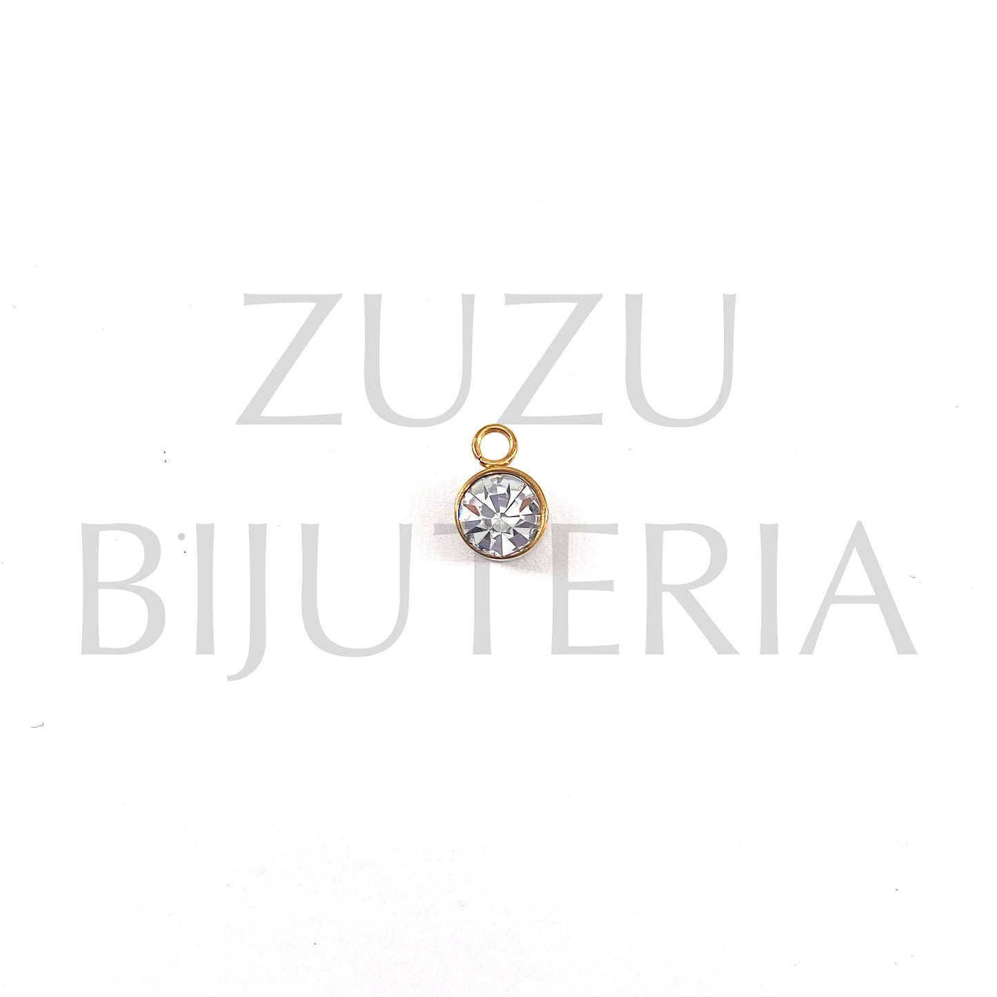 6mm Golden Zirconia Pendant - Stainless Steel