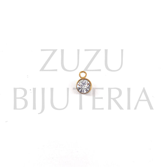 6mm Golden Zirconia Pendant - Stainless Steel