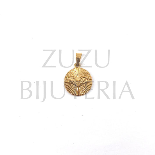 Golden Holy Spirit Pendant 15mm - Stainless Steel