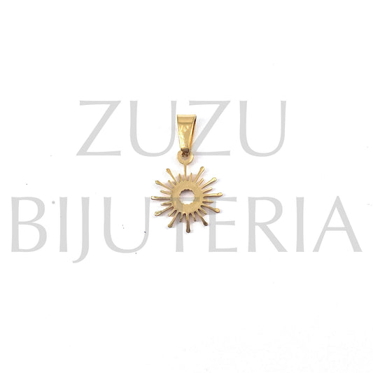 15mm Golden Sun Pendant - Stainless Steel