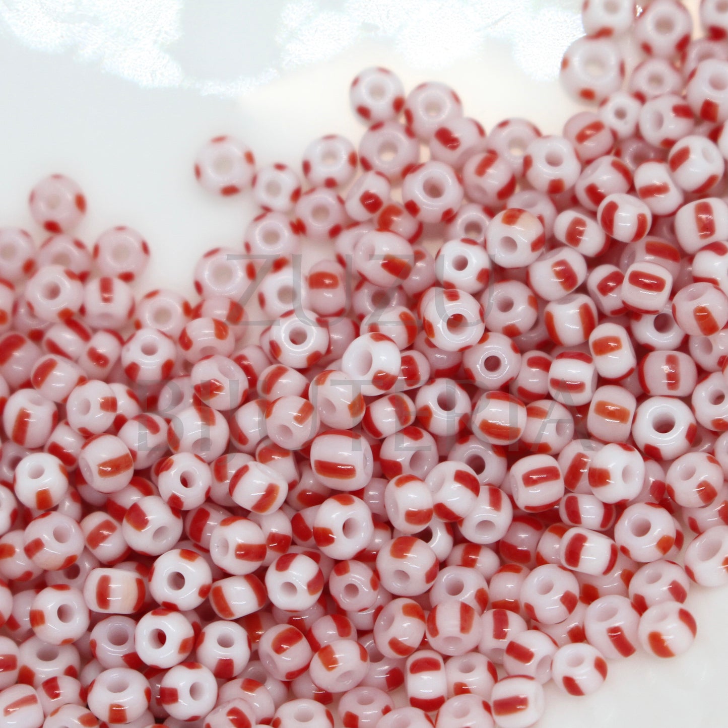 Beads 3mm PREMIUM QUALITY Red / White - Pack of 10g