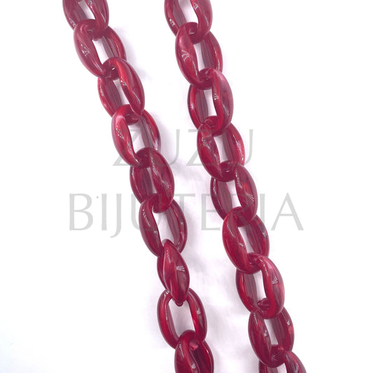 Oval Acrylic Cord (1 METER) 27mm x 19mm - Mixed Red