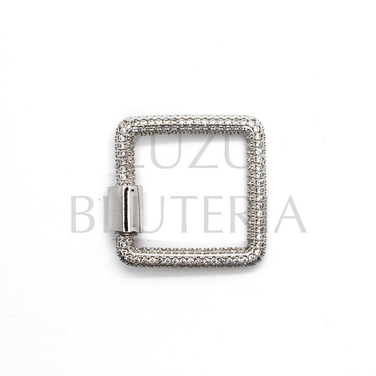 Silver Square Pendant/Clasp with 22mm Zirconia - Brass