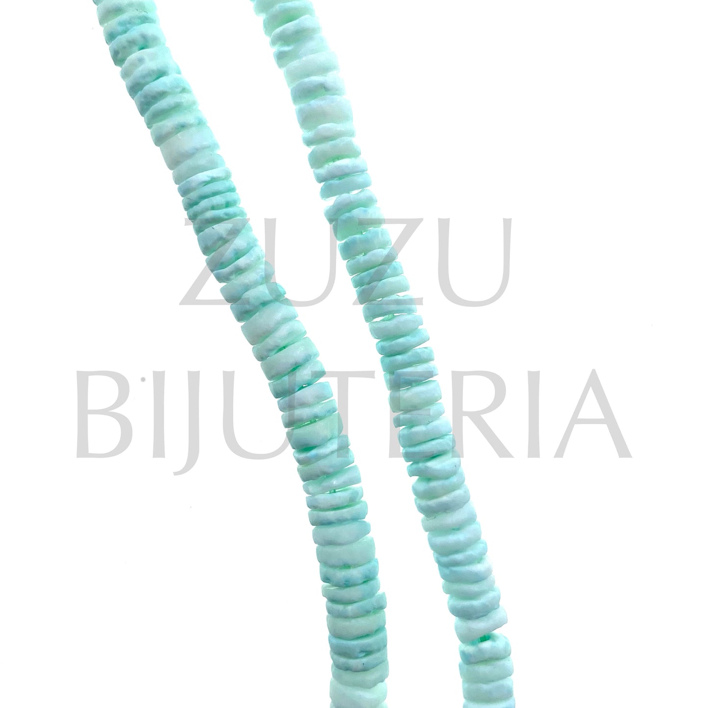 Fiada Discos de Madrepérola 6mm (62cm) - Verde Menta Claro