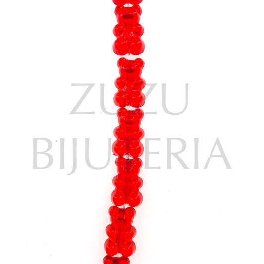 Pendente/Entremeio Urso Acrilico 18mm x 12mm - Vermelho