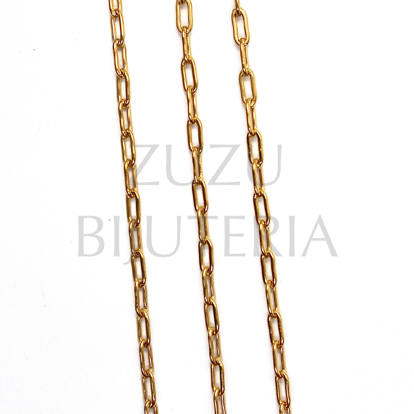 Corrente Elo Retangular Dourado 5mm x 2mm - Aço Inox