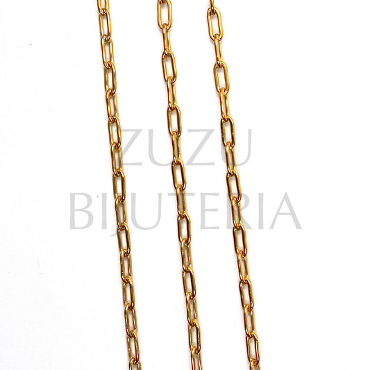 Corrente Elo Retangular Dourado 5mm x 2mm - Aço Inox