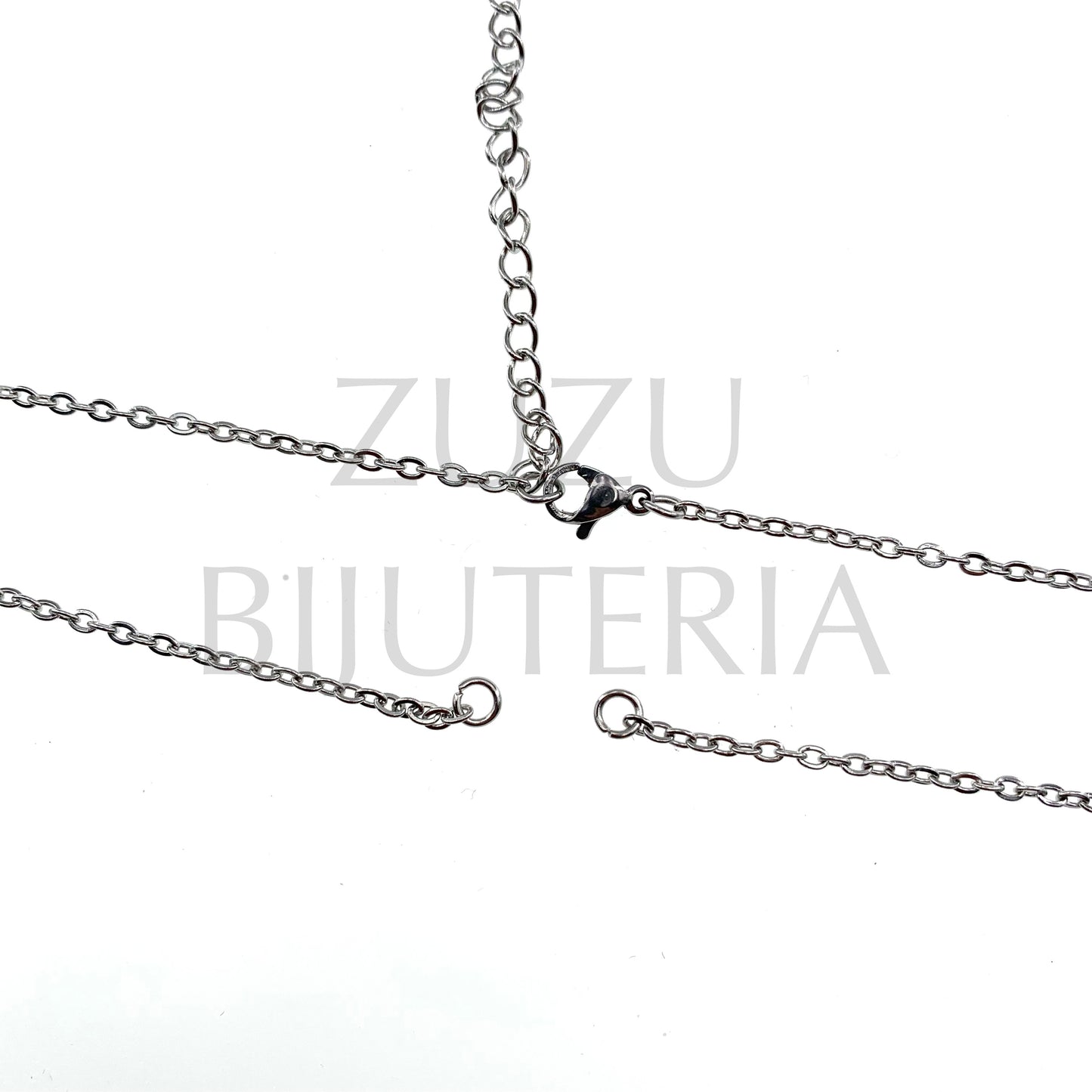 Semi-Ready Wire (Necklace) Oval Silver 20cm + 20cm + 5cm - Stainless Steel