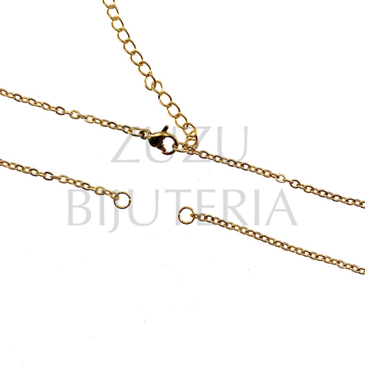 Semi-Ready Wire (Necklace) Golden Oval 20cm + 20cm + 5cm - Stainless Steel